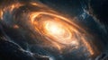 Fiery Orange Spiral Galaxy in Deep Space Royalty Free Stock Photo