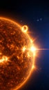 Fiery Orange Sun In Dark Blue Space Royalty Free Stock Photo
