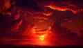 Fiery orange sunset Fantastic dramatic sky background Ai generated image