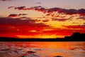 Fiery Orange Sunset Over Lake Powell in Wahweap Bay Royalty Free Stock Photo