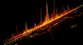 Fiery Orange and Yellow Digital Data Graph with Sharp Peaks on Black Background chart finance Royalty Free Stock Photo