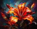 A Fiery Palette of Lilies in a Vase