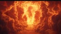 A fiery pathway through the clouds symbolizing the journey to the divine