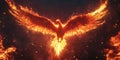 Fiery Phoenix with Its Wings Spread Wide for Mythical and Fantasy Artwork Royalty Free Stock Photo
