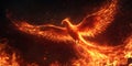 Fiery Phoenix with Its Wings Spread Wide for Mythical and Fantasy Artwork Royalty Free Stock Photo