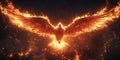 Fiery Phoenix with Its Wings Spread Wide for Mythical and Fantasy Artwork Royalty Free Stock Photo