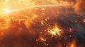 Fiery planet with a bright sun in the background Royalty Free Stock Photo