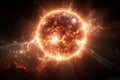 Fiery Planet Core Exploding with Luminous Shockwaves in Cosmic Void Royalty Free Stock Photo