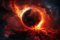 Fiery planet in deep space. Elements of this image furnished by NASA, A burning planet in the galaxy, AI Generated Royalty Free Stock Photo