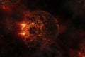 Fiery planet in space, Solar system, Cosmos art