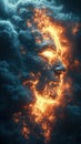 Fiery profile of a face emerging from volcanic smoke Royalty Free Stock Photo