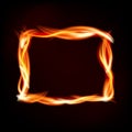 Fiery rectangle of flames on dark background