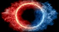 Fiery Red and Blue Smoke Ring Explosion Royalty Free Stock Photo