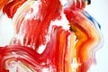 Fiery red brush strokes on canvas. Abstract art background. Color texture. Fragment of artwork. abstract painting on canvas