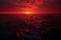 Fiery Red dawn sea. Generate Ai Royalty Free Stock Photo