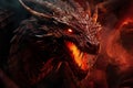 Fiery Red dragon fantasy fire. Generate Ai