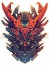 Fiery red robotic dragon head, intricate design digital illustration Royalty Free Stock Photo