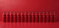 Fiery Red Safety Devices in a Straight Line Formation Emphasizing Preparedness Royalty Free Stock Photo