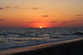 Fiery red sunset over the sea Royalty Free Stock Photo