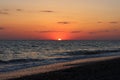 Fiery red sunset over the sea Royalty Free Stock Photo