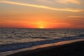 Fiery red sunset over the sea Royalty Free Stock Photo