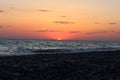 Fiery red sunset over the sea Royalty Free Stock Photo