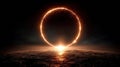 Fiery Ring Eclipse Over Dark Water Royalty Free Stock Photo
