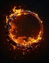Fiery Ring Of Fire With Sparks And Flames Against Black Background Royalty Free Stock Photo