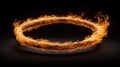 Fiery ring of flames in motion on a dark background Royalty Free Stock Photo