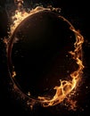 Fiery Ring of Light and Sparks Against Dark Background Royalty Free Stock Photo