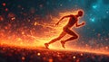 Fiery Runner with Light Trails Royalty Free Stock Photo