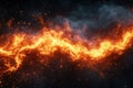 A fiery scene on a black background, dramatic and intense, design theme. Royalty Free Stock Photo