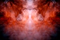 Fiery silhouette of the head of a mystical creature manifested in smoke with flames of red Royalty Free Stock Photo