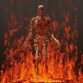 Fiery Skeleton In 3d Intense Emotion And Meticulous Detail