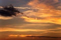 Fiery sky with clouds at sunset