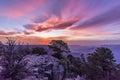 A Fiery sky for the last few minutes of the sunset at the Grand Canyon, Arizona