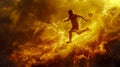 Fiery Slam Dunk in an Inferno Court Royalty Free Stock Photo