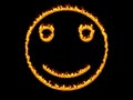 Fiery smiley icon. 3d render. Digital illustration