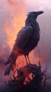 Fiery Smoke Crow: Shadows in Flames