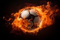 Fiery Soccer ball flame. Generate Ai Royalty Free Stock Photo