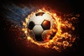 Fiery soccer ball. Football concept