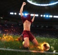 Fiery soccer player wins the football match