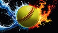Fiery Softball in a Water Splash, a Dynamic Sport Image Royalty Free Stock Photo