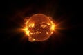 Fiery solar flare activity on sun surface illustration Royalty Free Stock Photo