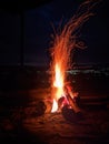 fiery sparks blazing fire one night