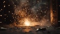 Fiery Sparks Exploding During Metal Welding Process Royalty Free Stock Photo