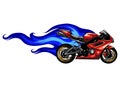 Fiery Sports Motorbike Racer Variation vector illustration