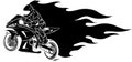 black silhouette of Fiery Sports Motorbike Racer