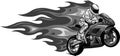 monochromatic illustration of Fiery Sports Motorbike Racer