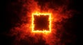 Fiery Square Frame A fiery square frame burns brightly against a black background perfect for intense designs Royalty Free Stock Photo